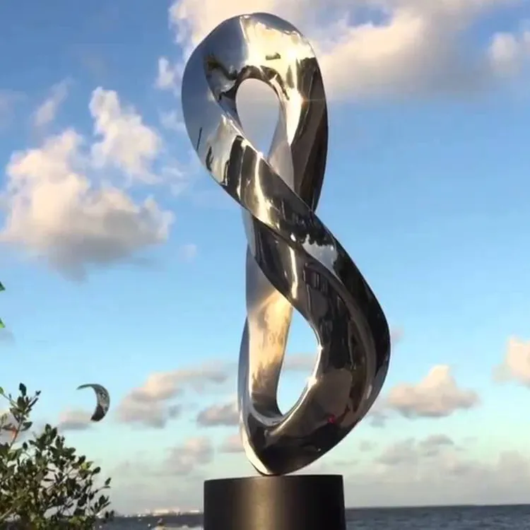 Estatua de Metal para exteriores, atractiva escultura infinita de acero inoxidable