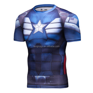 Guangzhou ropa vengadores de Marvel superhéroe Capitán América T <span class=keywords><strong>camisa</strong></span> 3D cuerpo impresión <span class=keywords><strong>camisa</strong></span> para Hombre Ropa de gimnasio - Product Image 2