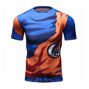 T-<span class=keywords><strong>Shirt</strong></span> a Compressione Personalizzata Stile <span class=keywords><strong>Anime</strong></span> Giapponese Super Saiyan DBZ con Simpatico Goku Bambino in 3D per Fitness - Product Image 2