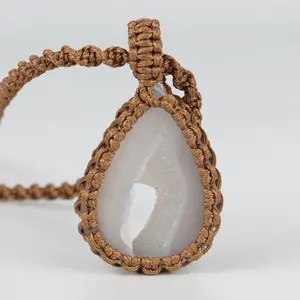 LS-J544 Esclusivi fatti a mano treccia dei monili, macrame nodo treccia agata pendente della collana di perline per le donne del regalo di alta qualità