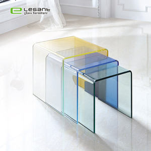 Style moderne coloré latérale <span class=keywords><strong>en</strong></span> verre trempé <span class=keywords><strong>table</strong></span> basse <span class=keywords><strong>table</strong></span> <span class=keywords><strong>gigogne</strong></span> à vendre - Product Image 3