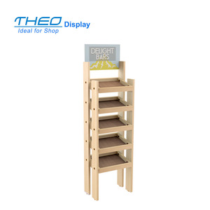 Exhibidor de Madera <span class=keywords><strong>para</strong></span> Minoristas con 5 <span class=keywords><strong>Estantes</strong></span> Inclinados <span class=keywords><strong>para</strong></span> Barras Energéticas y Productos Alimenticios Naturales - Product Image 1