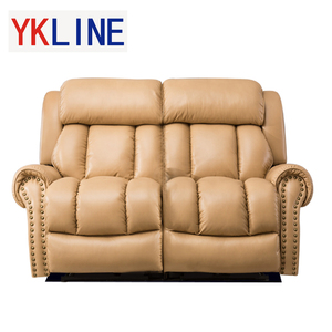 Amerika Stijl Beige Lederen liggende Loveseat, Fauteuil Sofa