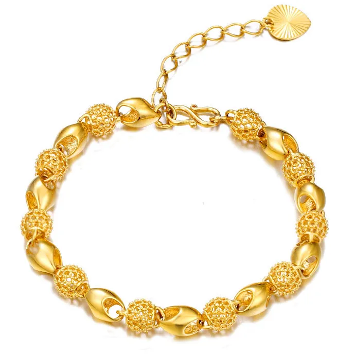AL0003 xuping-pulsera hueca de color 24k para mujer, joyería, pulsera de oro personalizada de estilo de bola