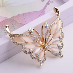 Hot Sale Opal Stone Butterfly Girl Brooches Women's Fashion Assorted Pin Brooch DIY Bouquet Jewelry