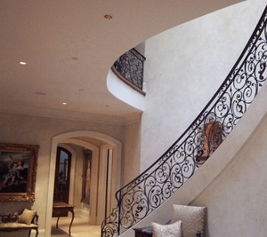 Escalera interior de barandilla de <span class=keywords><strong>hierro</strong></span> forjado curvada simple / barandilla de balcón de <span class=keywords><strong>hierro</strong></span> forjado - Product Image 1