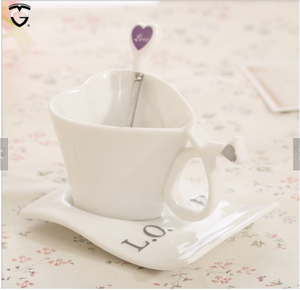 China de hueso tazas de té <span class=keywords><strong>en</strong></span> forma de corazón taza de café platillo taza de té de la Taza de cerámica - Product Image 2