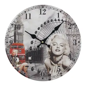 Jam Dinding Peran Dekorasi Jam Dinding Marilyn Monroe Sublimasi MDF 12 Inci