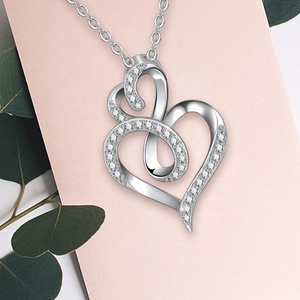 Encantador collar de diamantes joyas de plata de ley 925 colgante de corazón de plata - Product Image 4
