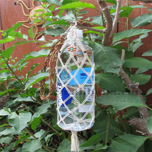 BC002 공장 가격 사용자 정의 디자인 코튼 수제 병 가방 <span class=keywords><strong>macrame</strong></span> 병 커버 물병 홀더 크로스 바디 스트랩