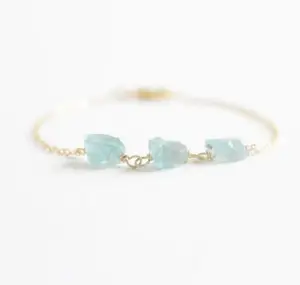 Blue Apatite Gemstone Raw Crystal Quartz Bracelet