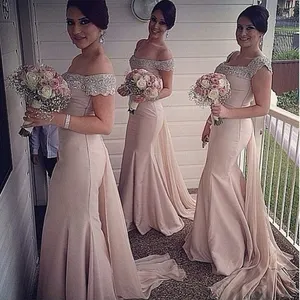 Vestito da damigella Customized Long Applique Cap Sleeve Chiffon Mermaid Royal Bridesmaid Dresses With Detachable Tail