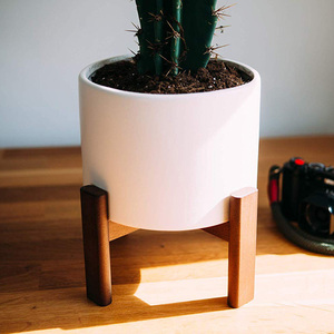 Jardinera interior <span class=keywords><strong>oculto</strong></span> bandeja de goteo blanco de riego planta con soporte de madera - Product Image 4
