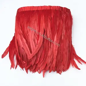 Wholesale Price Dyed Rooster Feather Trimming Cock Coque Tail Feather Fringe