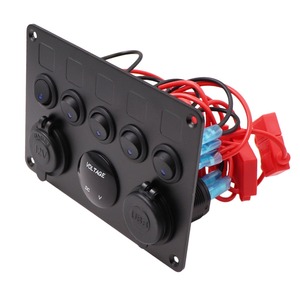 Panneau de commutateur à bascule LED marin 5 gang ON-OFF avec 2 chargeurs USB 12v-24v - Product Image 6