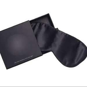 Boîtes d'emballage personnalisées pour masque en soie de mûrier pure, boîte cadeau personnalisée de luxe noire, boîte à tiroir en papier noir