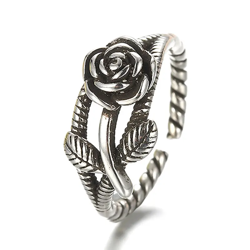 Vintage silber überzogene blume ring big rose ring