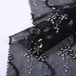 Nueva moda de prendas de vestir de diseño de bordado de malla negro tela de tul rollo de cable - Product Image 3