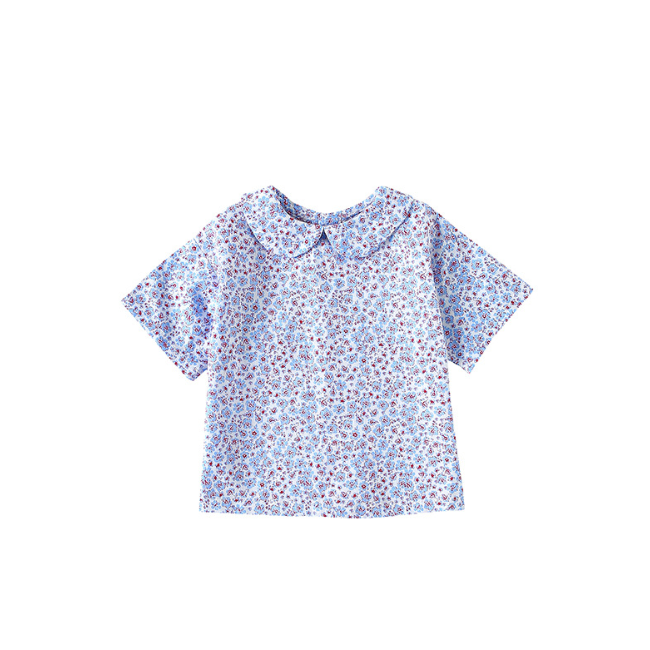 PHB 20810 детский Кукольный Воротник модные рубашки для маленьких девочек с цветочным принтом