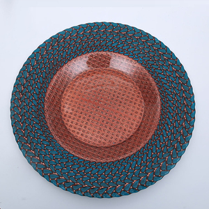 Assiettes de présentation en cuivre faciles à laver Vaisselle de fête de mariage Assiettes en verre avec bord doré Vente en gros - Product Image 4