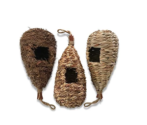 Set of 3 Hand Woven Teardrop Shaped <strong>Small</strong> Hanging <strong>Birdhouses</strong> - Product Image 2