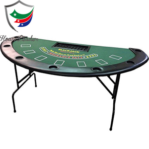 Premium 72 Inch Reinforced Metal Legs Plastic Cup Holders BlackJack Poker <strong>Table</strong> - Product Image 2