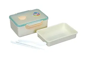 Oblong forno a microonde di plastica bento lunch box a tenuta per bambini con le bacchette