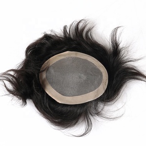 10A Super piel fina tupé pelo peluquín de cabello humano negro de los hombres - Product Image 2