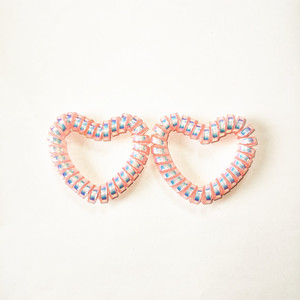 2022 Bán Chạy Nhất Hình Trái Tim Nhựa Phụ Nữ Thời Trang Xoắn Ốc Cao Su Đàn Hồi Điện Thoại Tóc Ties - Product Image 5