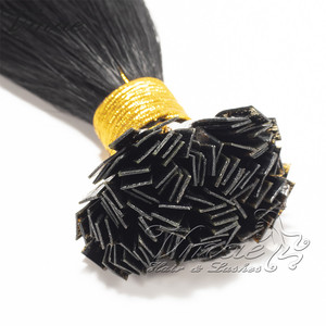 Punte a doppio disegno indiane VMAE diritte da 10 a 32 pollici di cheratina vergine allineata alla cuticola I K punte piatte estensioni dei capelli umani - Product Image 1