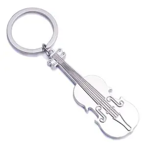 Metal crafts cheap Musical instrument violin keychain for promotional gifts