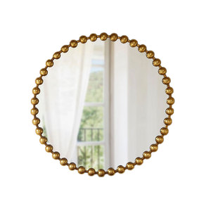 Modern Silver Metal Framed Decorative Round <strong>Mirror</strong> with <strong>Beads</strong> Decor for Wholesale - Product Image 5