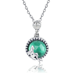 SCN262-colgante de cuento de hadas para mujer, de Plata de Ley 925, colgante de circonia cúbica verde claro, collar de piedra de nacimiento para mujer - Product Image 1