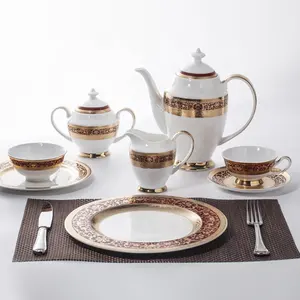 Chaozhou Factory High Quality Luxury Porcelain Dinner Sets Color Ceramic, Vaisselle en Porcelaine du Luxe%