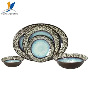 luxo tigela de cerâmica define conjuntos de placas de melamina louça porcelana como pedra de crack projeto DO OEM para venda