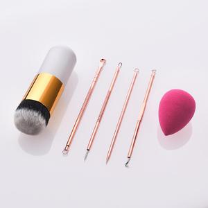 4PCS Private Logo Accettato di Rimozione di Comedone Rosa di Bellezza Spugna Kabuki Spazzole di Trucco Naso Brufolo Acne Rimozione della Cicatrice Set - Product Image 5