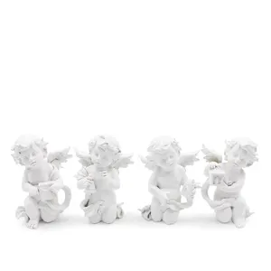 Polyresin ornamento chitarra arte cherubino statua piccolo resina deco violino angelo figurine