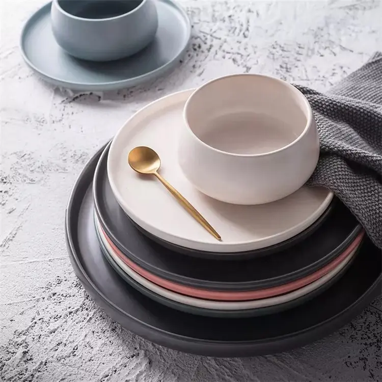 Popular barato matte projetos elegância finas placas de cerâmica/louça de porcelana/jogo de jantar
