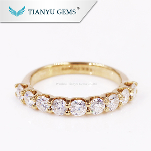 Tianyu gemas 14 K/18 k oro amarillo U anillo 9 unids 3mm redondo Corazón y flecha corte moissanite anillo de compromiso - Product Image 4