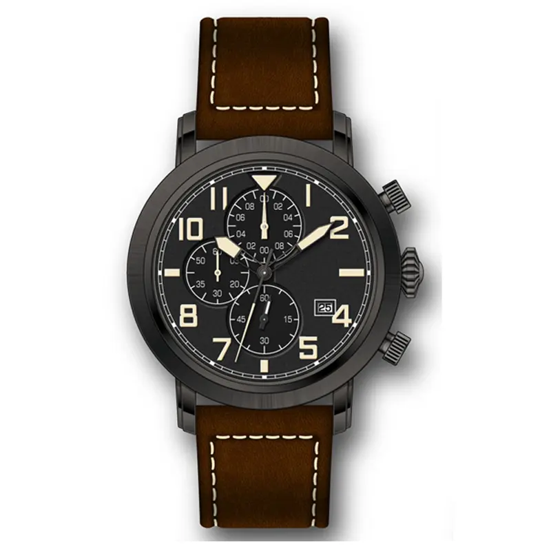 watch manufacturer Pilot style stainless steel case quartz movement mens wrist watch