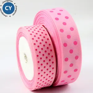 pulgadas rosa de doble cara polka dot tejer grogrén (ligamento tafetán cinta para embalaje de regalo