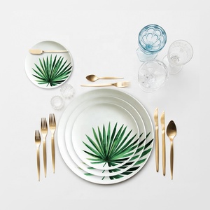 El <span class=keywords><strong>restaurante</strong></span> usado blanco modificó <span class=keywords><strong>la</strong></span> placa de cena verde de los platos del artículos de cocina de <span class=keywords><strong>la</strong></span> hoja - Product Image 2