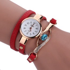 2017 Duoya Brand New Fashion Rhinestone watches women leather key pendant bracelet quartz Dress watches - Product Image 2