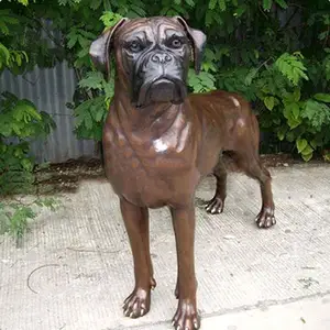 Decorative Garden Life-size Brass Animals Sculpture Bronze Pug Dog Statue
