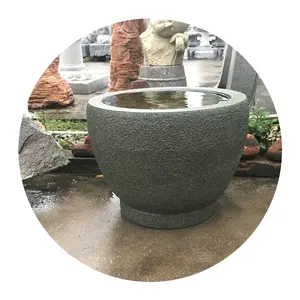 Statue rotonde della ciotola della fioriera del vaso di acqua della decorazione intagliata pietra naturale dell'ornamento decorativo all'aperto del giardino giapponese