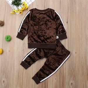De moda multicolor niñas ropa de niños conjunto de ropa de manga larga tops + Pantalones bebé niño Otoño de <span class=keywords><strong>terciopelo</strong></span> trajes - Product Image 4