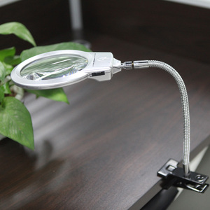 Nieuwe Verlichte Vergrootglas Clip-Op Tafel Top Bureau Led Lamp Reading 2.5x 5x Grote Lens Vergrootglas Met Klem