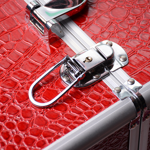 Rojo tres <span class=keywords><strong>capas</strong></span> P U surface Book aleación de aluminio de doble abierta portátil caso cosmético/tren de herramientas - Product Image 4