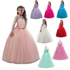 New style Formal ruffles lace wedding evening party princess kids baby flower girl dress girls - Product Image 3