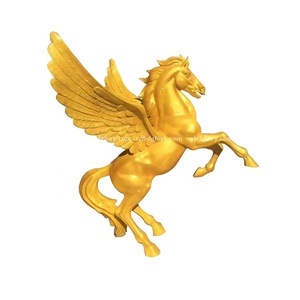 Açık bahçe sokak manzara tasarım sanat heykel fiberglas altın uçan at heykeli - Product Image 4